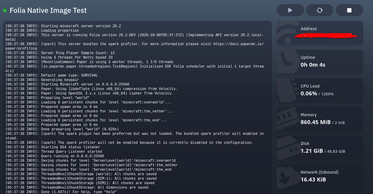 Folia startup screenshot
