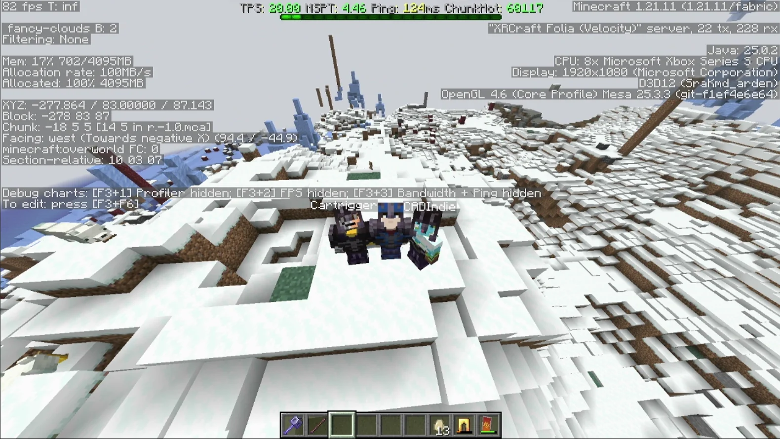 Minecraft Java Edition running on an Xbox Series S